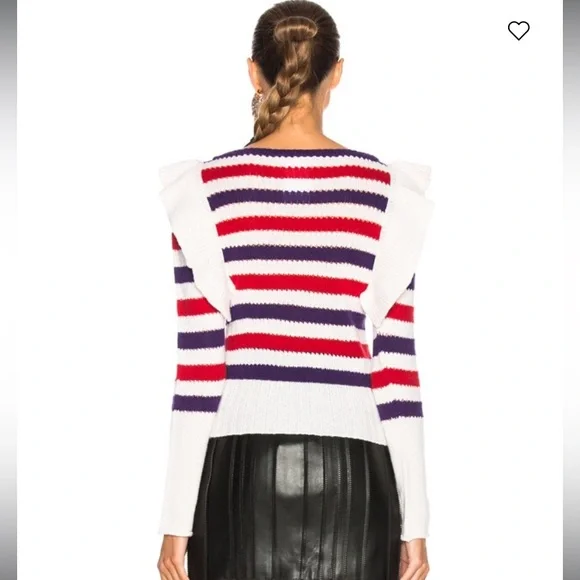 {Philosophy di Lorenzo Seraphini} Striped Ruffle Cashmere Sweater - Picture 3 of 16